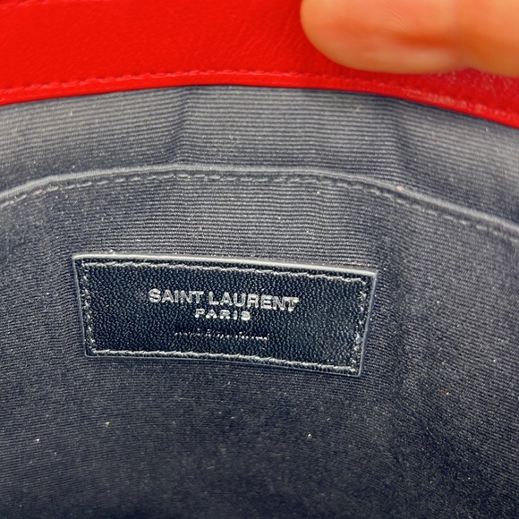 SAINT LAURENT YSL MONOGRAM ROUGE EROS MATELASSE CALFSKIN WRISTLET POUCH/CLUTCH - Picture 11 of 16